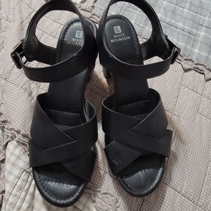 White Mountain Black Sandals